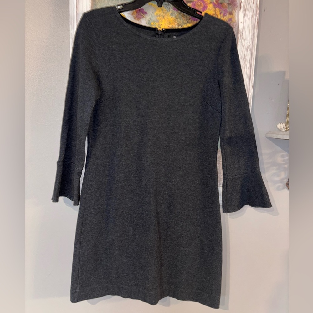 Madewell Dress Womens Black/Gray S Knit Long Sleeve Flare Cuffs Mini Pullover